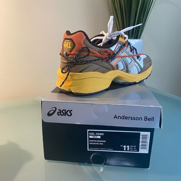 Like NEW Aasics x Andersson Bell Gel-1090 Sneakers - White and Orange Size 11 - Picture 4 of 9